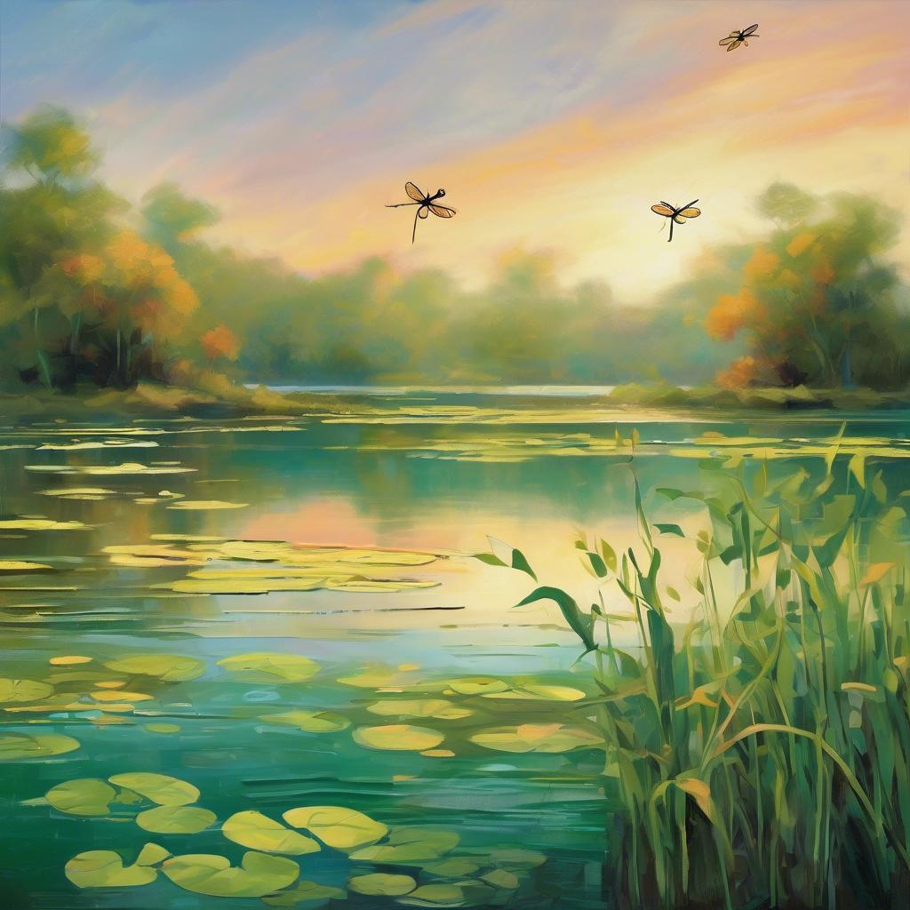 Красив пейзаж с водни растения